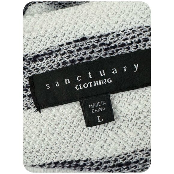 Sanctuary Asymmetric Zip Front Blue and White Striped Cropped Jacket Women's Lg - Picture 4 of 11